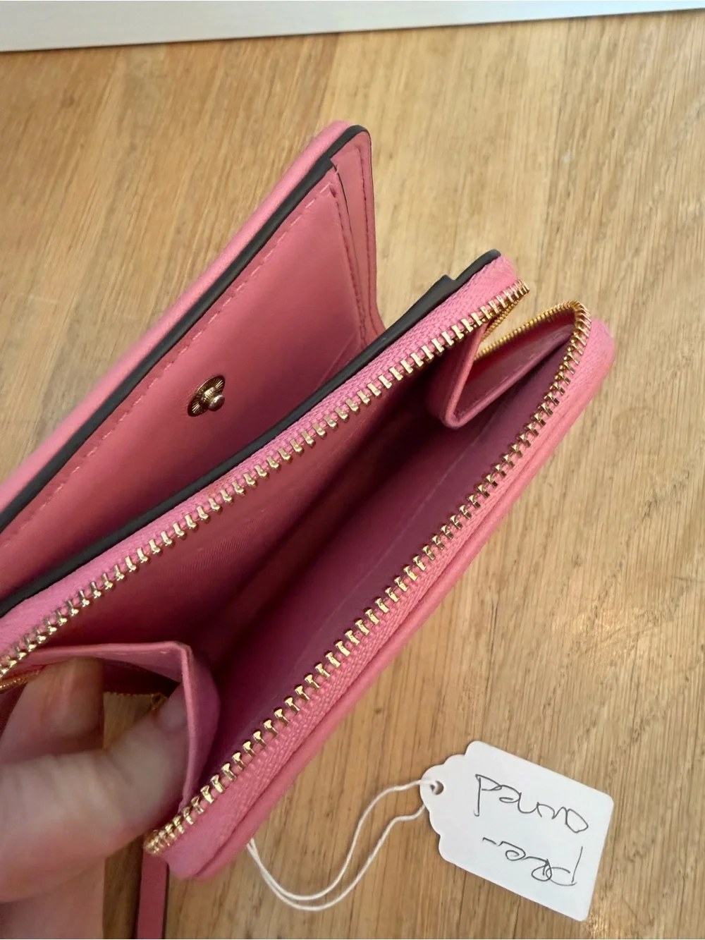 Tory Burch Pink Quilted Zip Wallet with Gold Logo